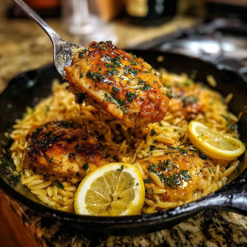 Skillet Lemon Chicken With Orzo