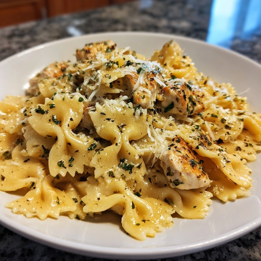 Bow Tie Pasta With Creamy Garlic Chicken