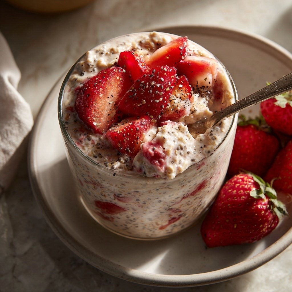 Strawberry Overnight Oats With Chia